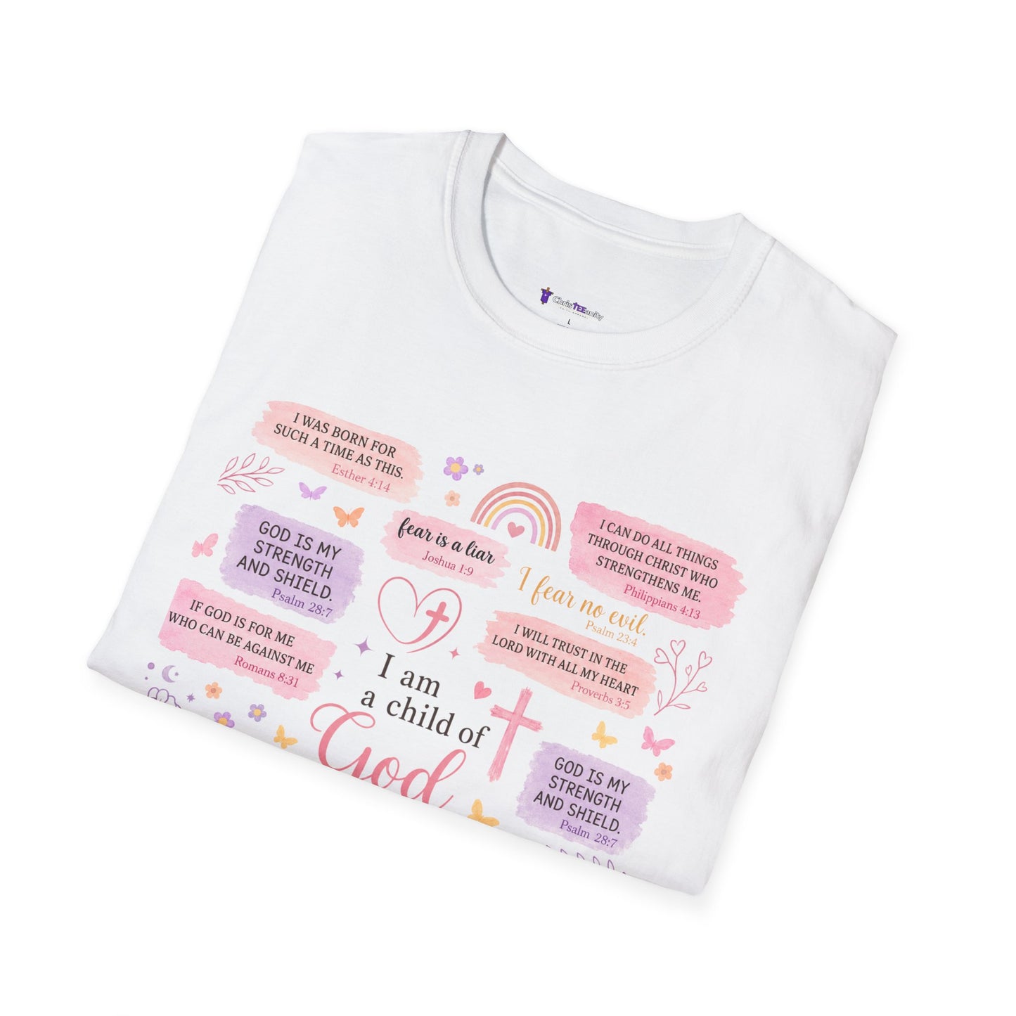 Christian Inspirational T-Shirt — “I am a child of God” Pink Scripture Tee