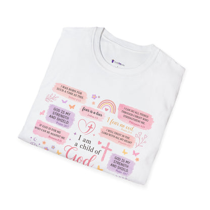 Christian Inspirational T-Shirt — “I am a child of God” Pink Scripture Tee