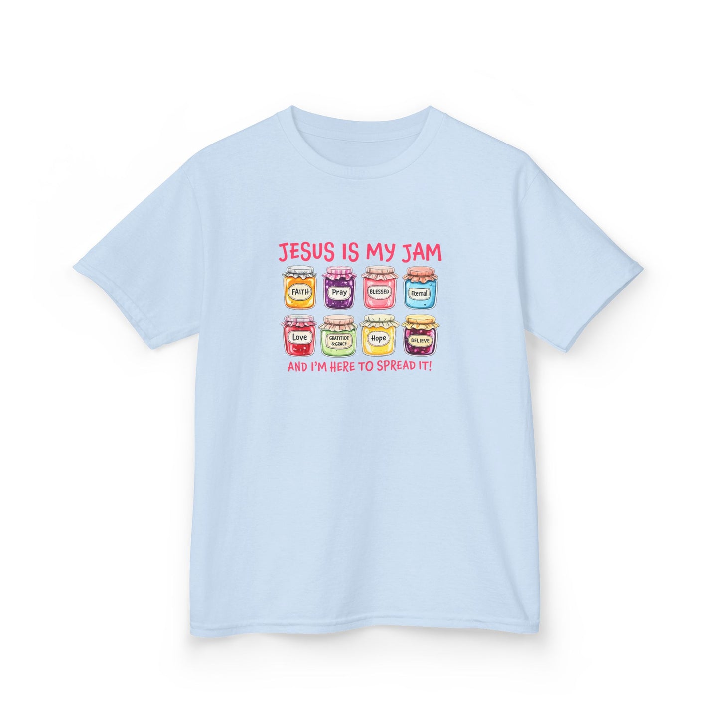 Kids T‑Shirt — "Jesus Is My Jam" Cute Jam Jar Graphic Christian Tee