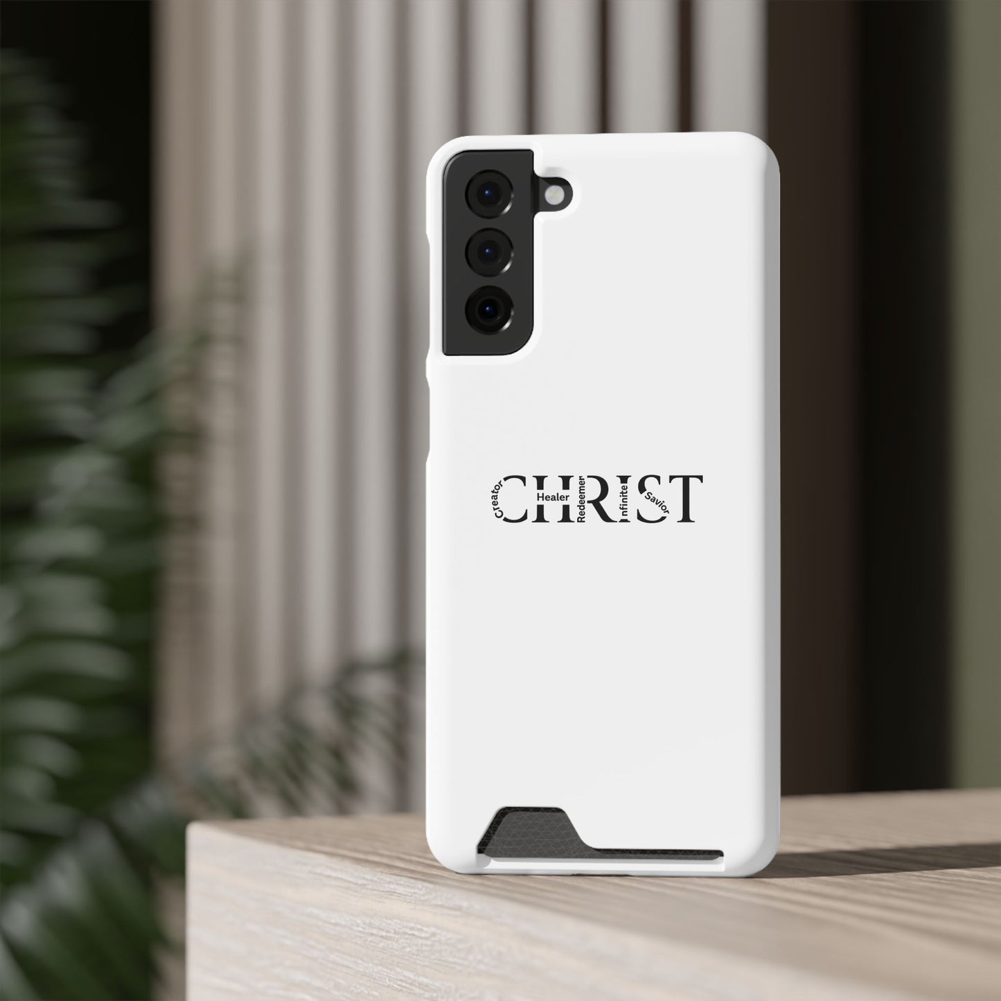 Christian Phone Card Case — Minimal 'CHRIST' Text Wallet Phone Case
