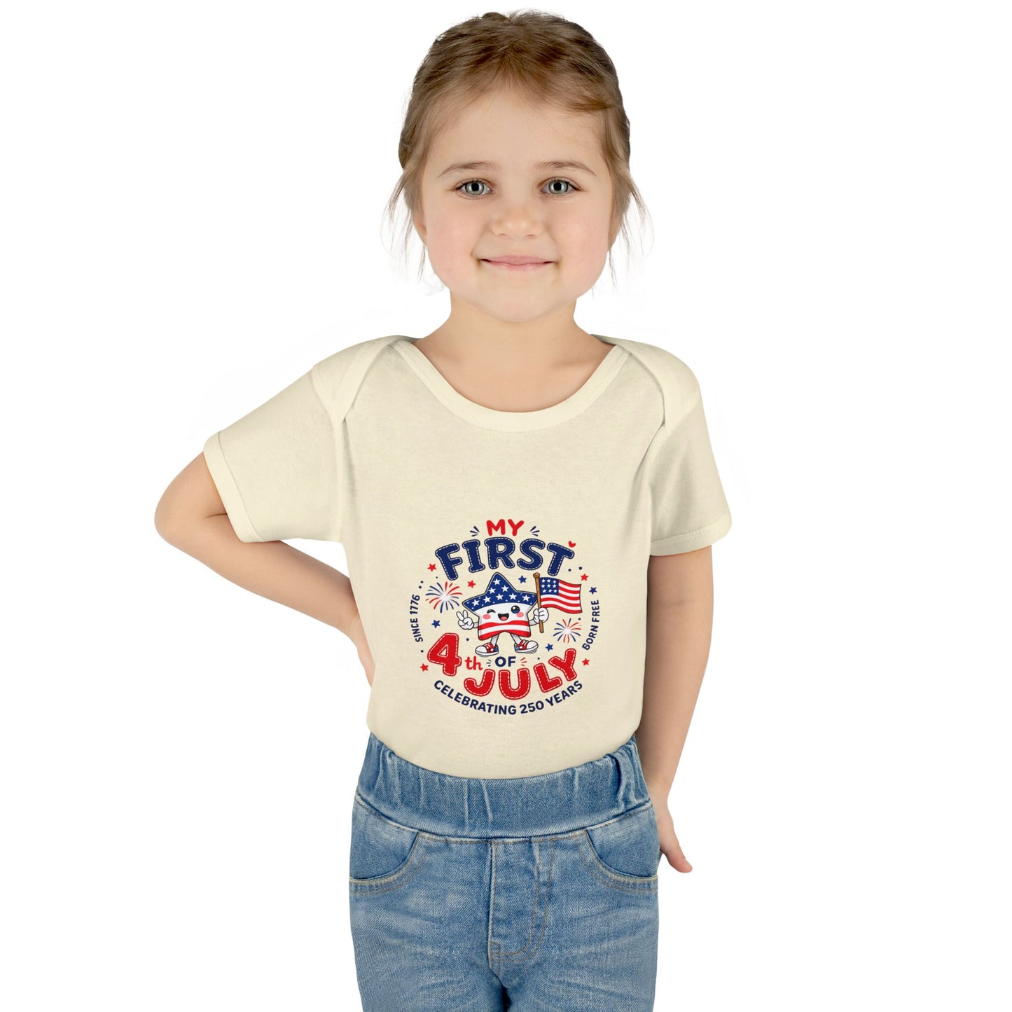 Baby Bodysuit – "My First 4th of July" Patriotic Infant Onesie