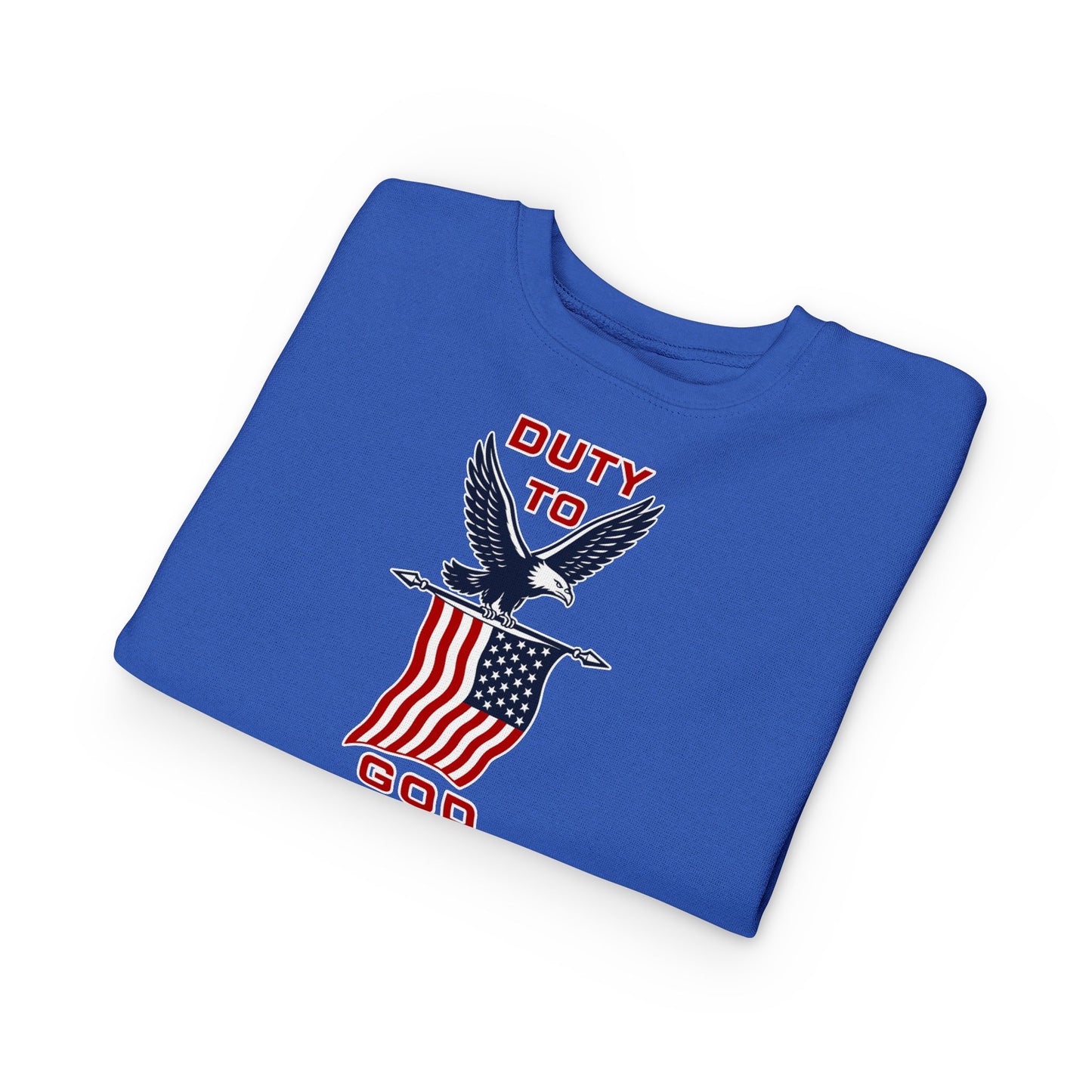 Toddler Sweatshirt - 'Duty to God' Patriotic Eagle & Flag
