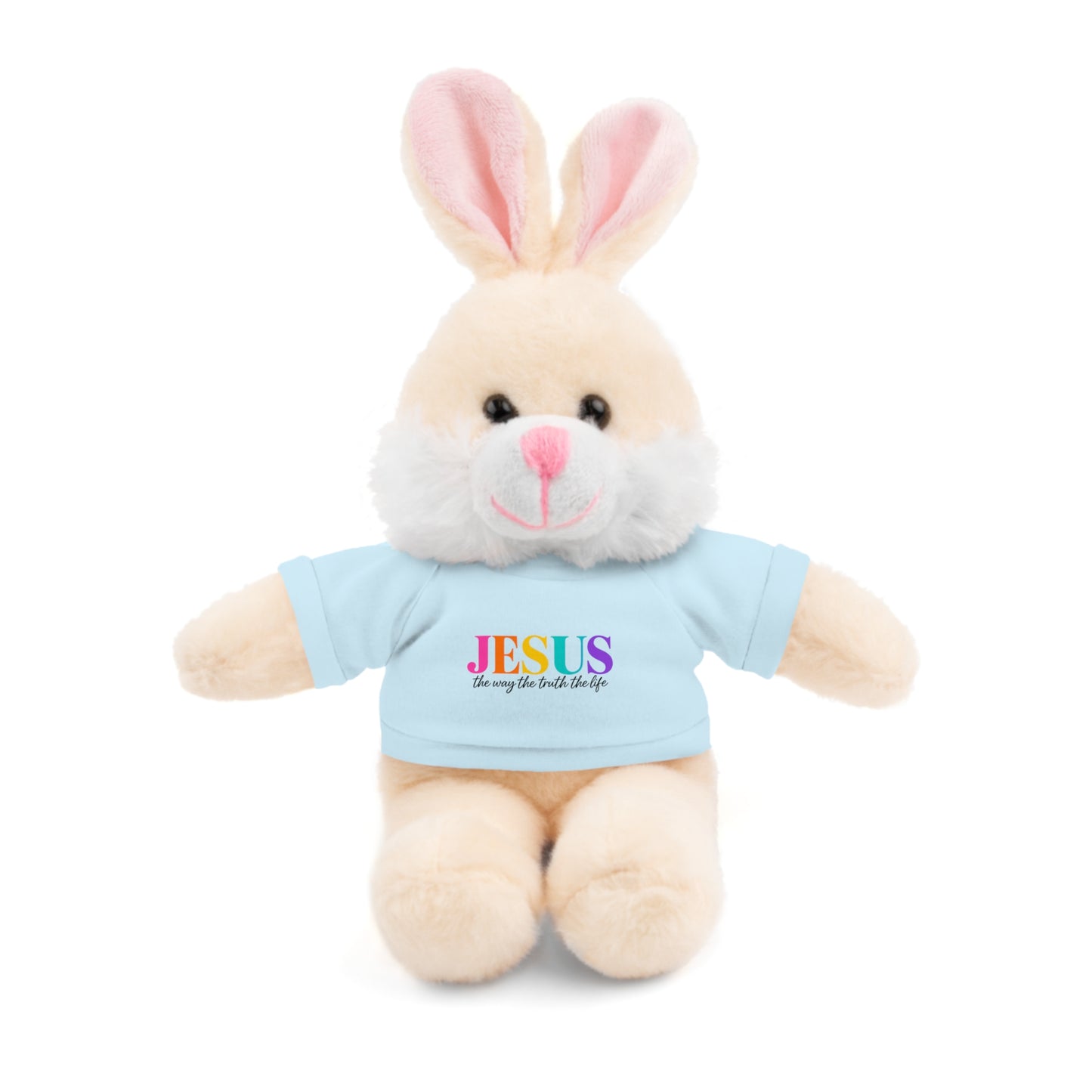 Jesus Rainbow Tee Teddy Bear - Plush Stuffed Animal with Faith Shirt