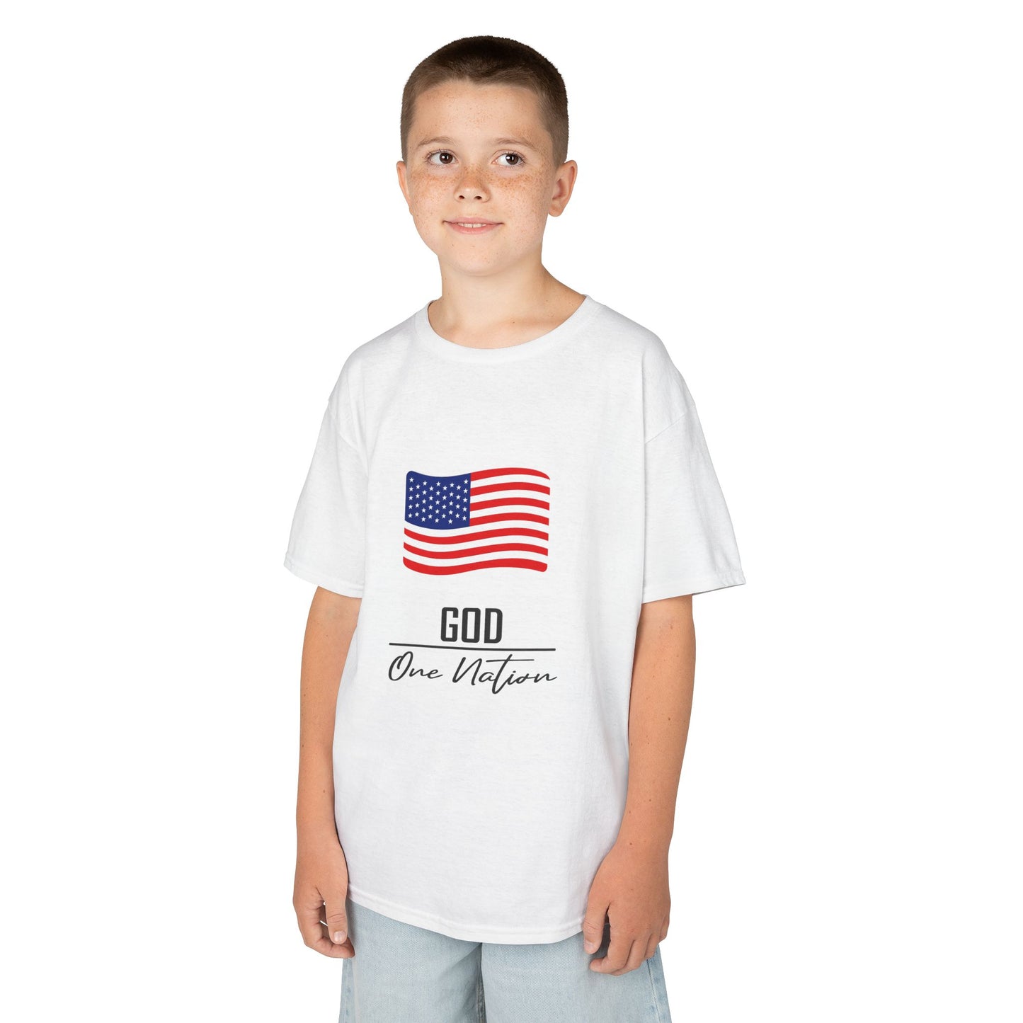 UNISEX Kids Tee — American Flag 'God One Nation' Patriotic T‑Shirt