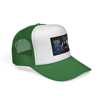 Trucker Cap — "You Can't Stop What God Got Planned" Faith Mesh Hat