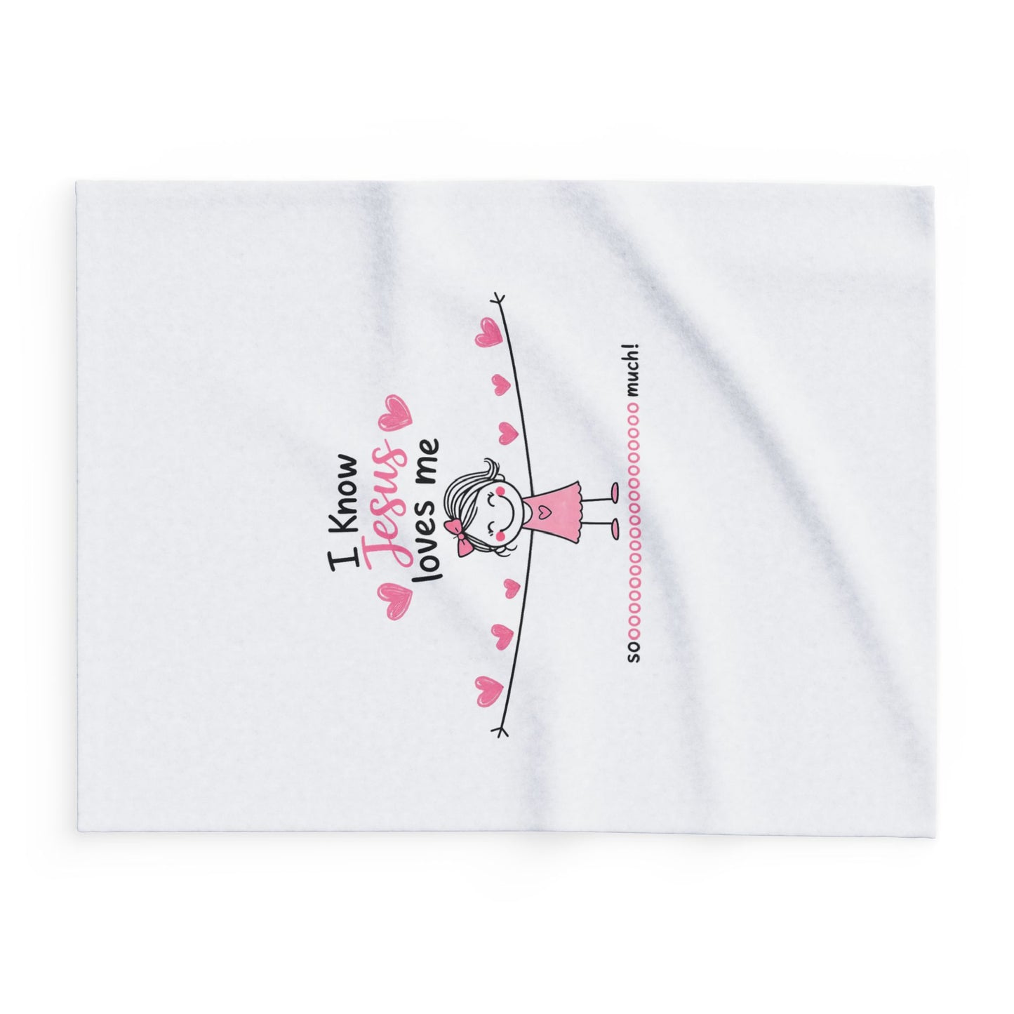 Christian Kids Fleece Blanket — "I Know Jesus Loves Me" Heart Design