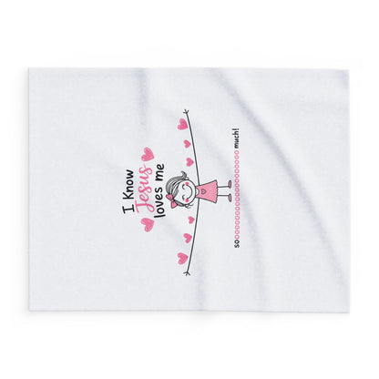 Christian Kids Fleece Blanket — "I Know Jesus Loves Me" Heart Design
