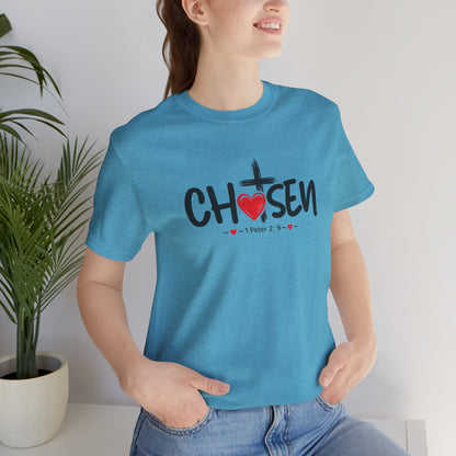 Chosen Cross Heart T-Shirt — Christian Faith Tee (1 Peter 2)