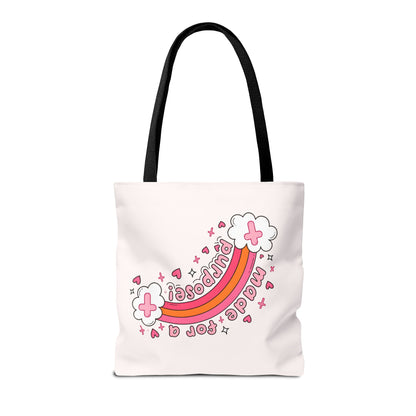 Pink Faith Tote Bag — Inspirational Cross & Rainbow AOP Tote
