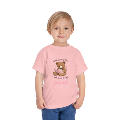 Toddler Tee — "Spend Quality Time with Jesus Today!" Bear Christian Kids Shirt