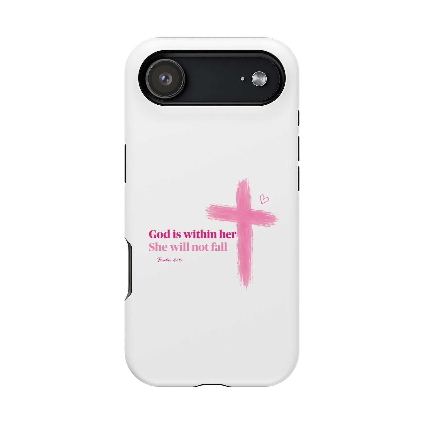 Phone Case — "God is within her, She will not fall" Pink Cross Magnetic Impact-Resistant Case