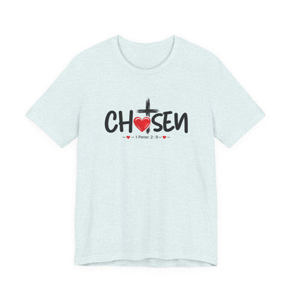 Chosen Cross Heart T-Shirt — Christian Faith Tee (1 Peter 2)