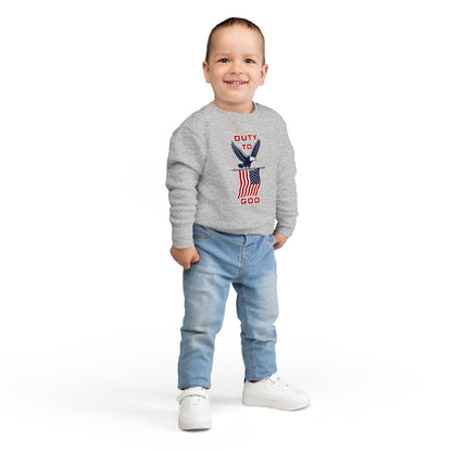 Toddler Sweatshirt - 'Duty to God' Patriotic Eagle & Flag