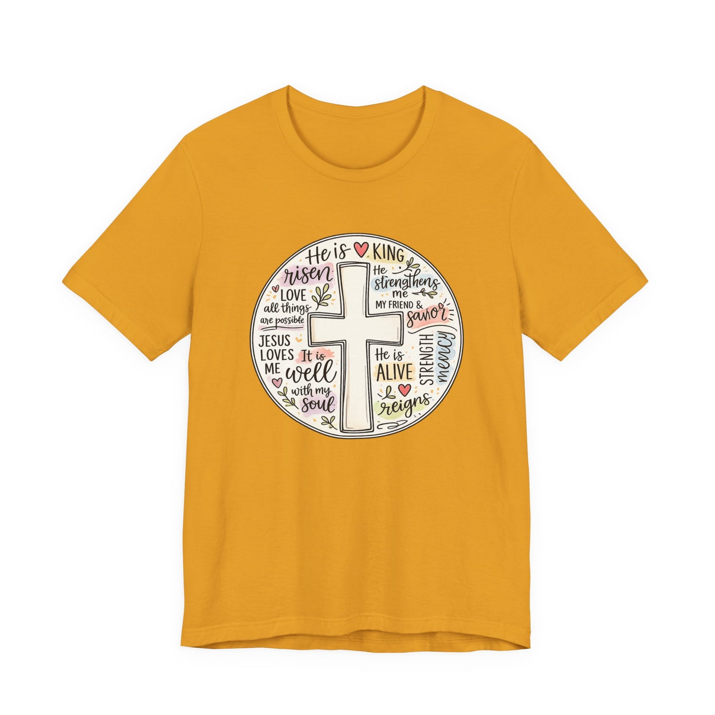 Christian Cross Faith T-Shirt — He Is Risen Inspirational Graphic Tee