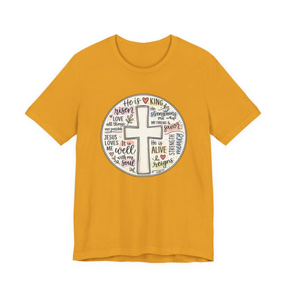 Christian Cross Faith T-Shirt — He Is Risen Inspirational Graphic Tee
