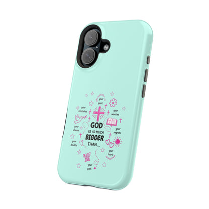 Mint Christian Phone Case — "God Is So Much Bigger Than..." Magnetic Impact-Resistant