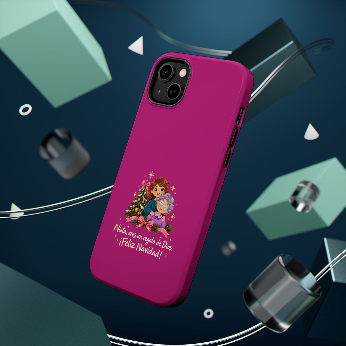 Magenta Christmas Grandma Phone Case — "Abuela, eres un regalo de Dios. ¡Feliz Navidad!" Magnetic Impact-Resistant