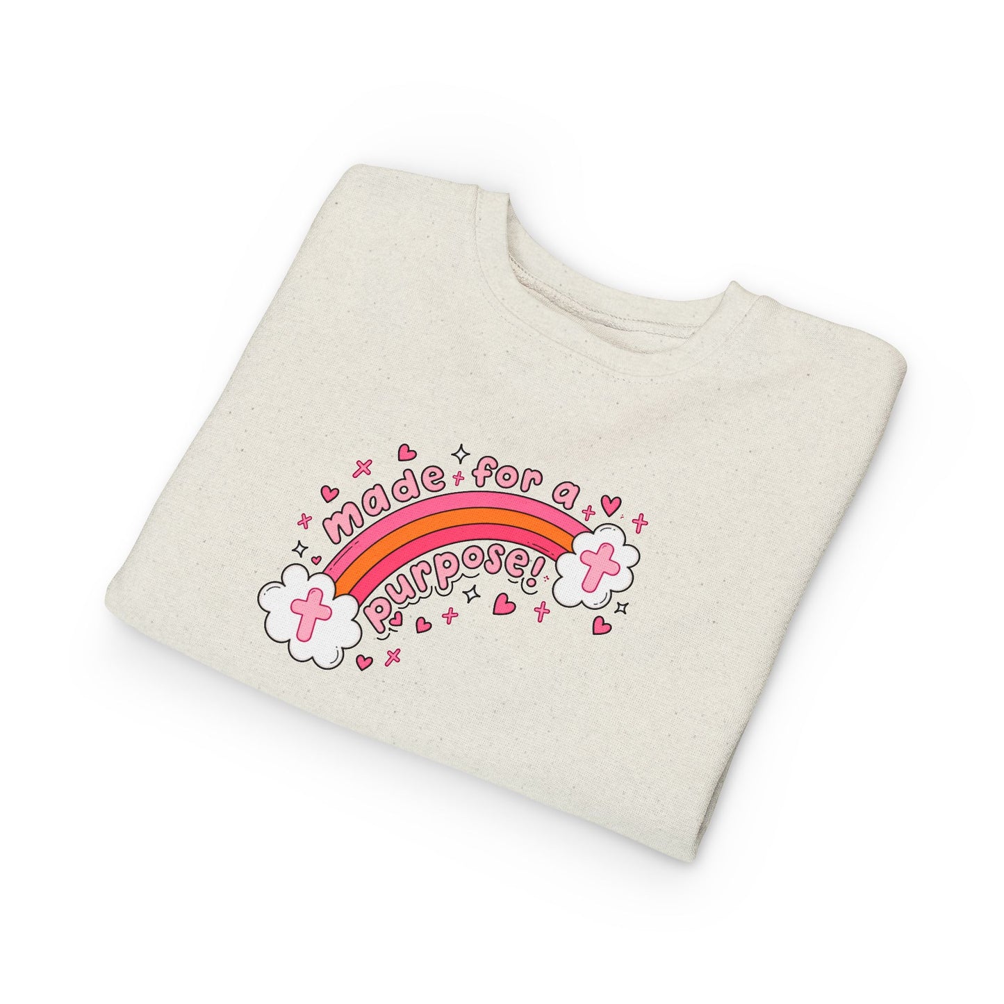 Toddler Sweatshirt — 'Made for a Purpose' Rainbow & 'God's Timing is Perfect' Pink Graphic