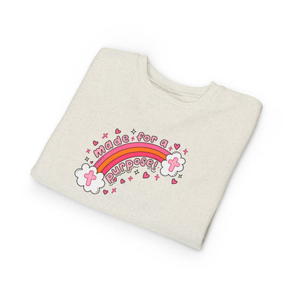 Toddler Sweatshirt — 'Made for a Purpose' Rainbow & 'God's Timing is Perfect' Pink Graphic