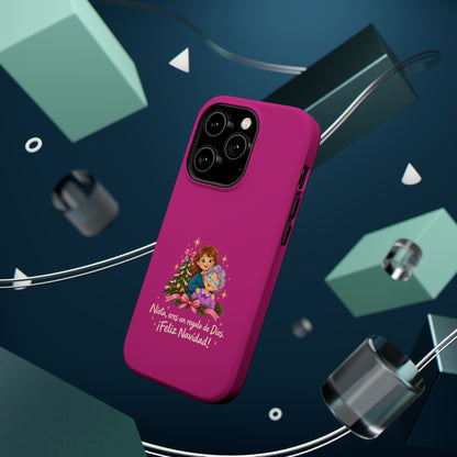 Magenta Christmas Grandma Phone Case — "Abuela, eres un regalo de Dios. ¡Feliz Navidad!" Magnetic Impact-Resistant