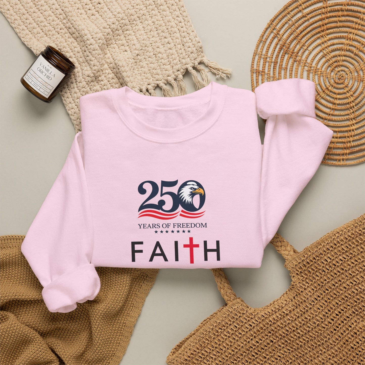 Faith Hope Love Crewneck Sweatshirt — 250 Years Anniversary Faith Design