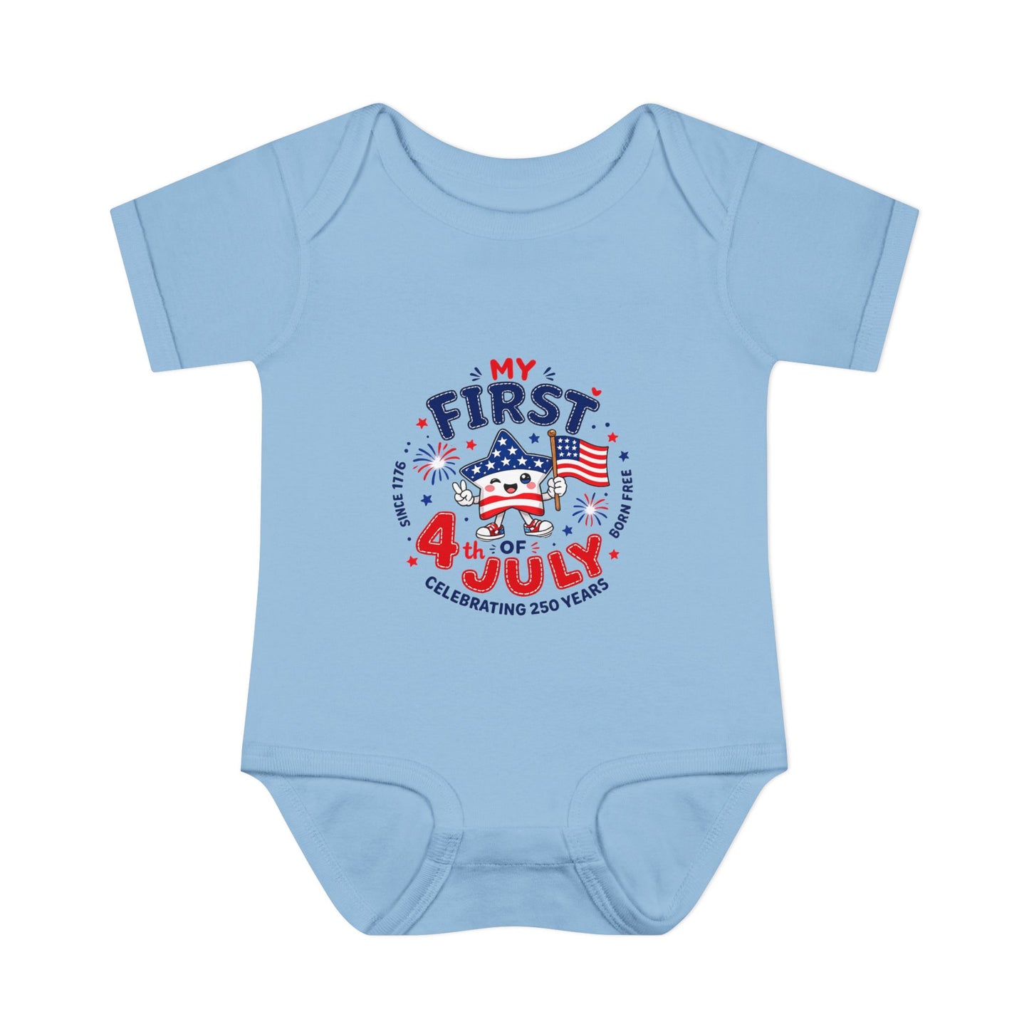 Baby Bodysuit – "My First 4th of July" Patriotic Infant Onesie