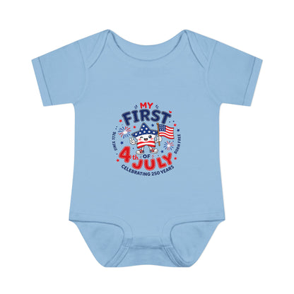 Baby Bodysuit – "My First 4th of July" Patriotic Infant Onesie