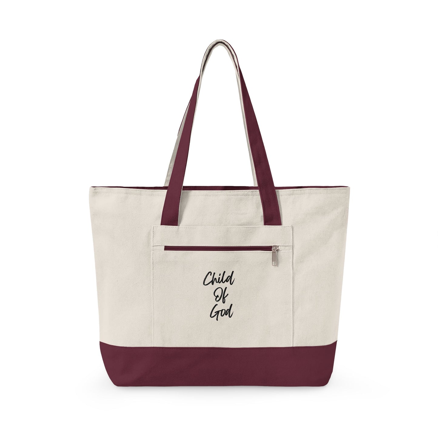 Canvas Tote Bag — "Child of God" & Watercolor Flag Zippered Tote
