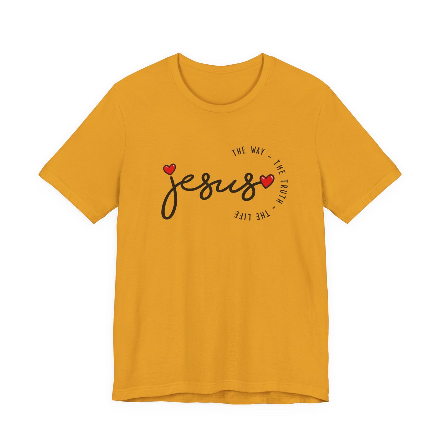 Jesus Script Tee - "Jesus" with Hearts | Faith Christian Shirt