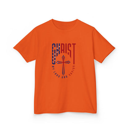 Kids Christian T-Shirt — "Christ Lives Our Hope" Patriotic Cross Tee