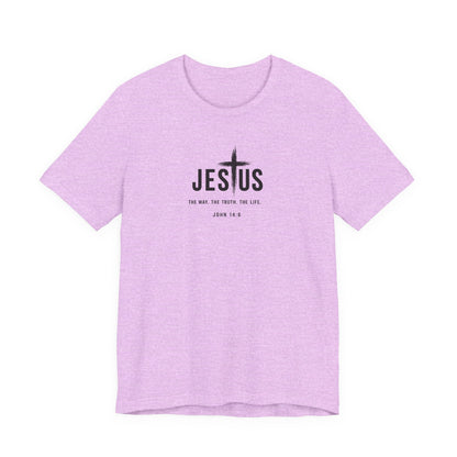 Faith Over Everything Christian Tee — "Jesus" Cross Design, John 14:6 Inspirational Shirt