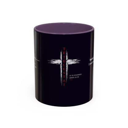 Christian faith gift  Coffee Mug — 'Tetelestai' Cross Design with Isaiah 12:2 Scripture (11/15oz Accent Mug)