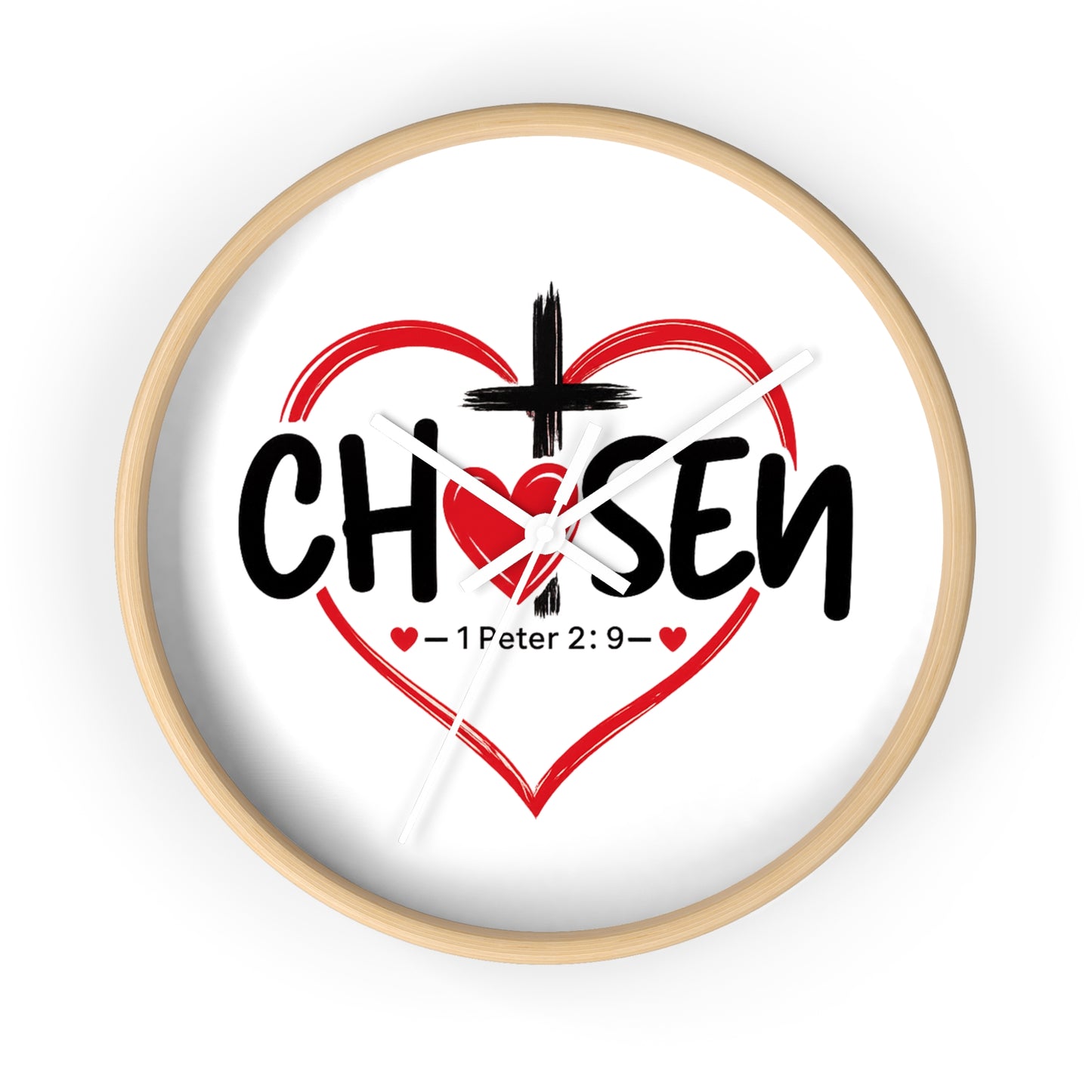 Chosen Heart Wall Clock — Christian Scripture 1 Peter 2:9 Decorative Clock