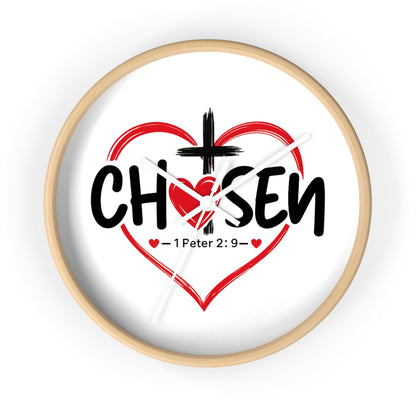 Chosen Heart Wall Clock — Christian Scripture 1 Peter 2:9 Decorative Clock