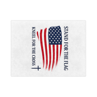 Stand for the Flag, Kneel for the Cross Velveteen Blanket