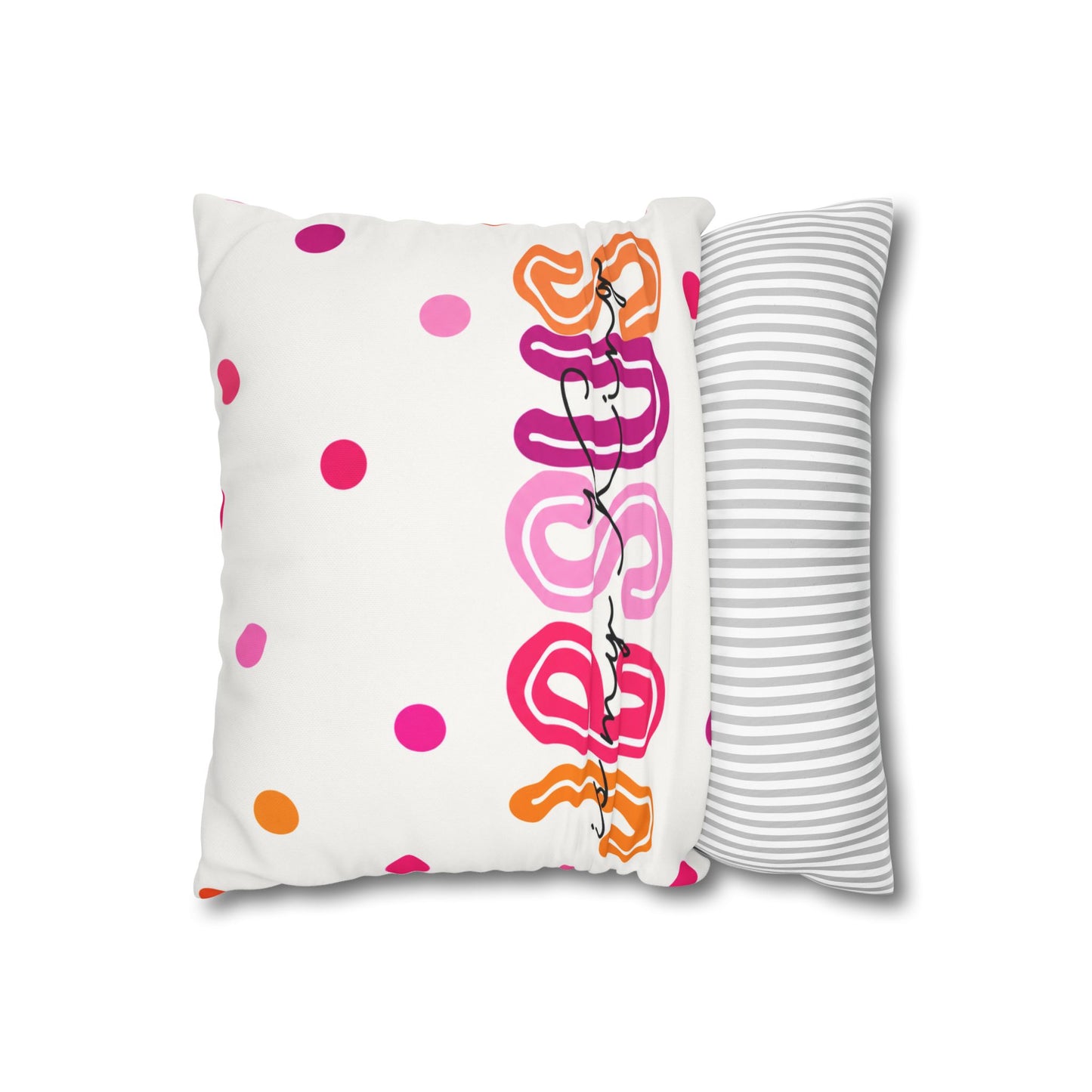Square Pillow - "Jesus is My King" Colorful Polka Dot Canvas Throw Pillow