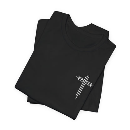 Christian Cross T‑Shirt — Subtle Back Cross Graphic Religious Tee