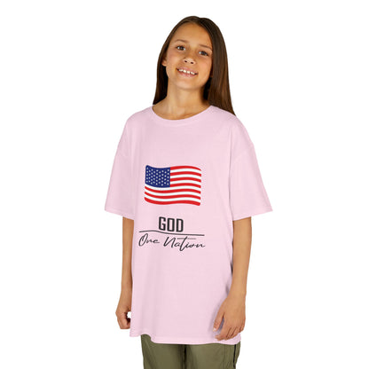 UNISEX Kids Tee — American Flag 'God One Nation' Patriotic T‑Shirt