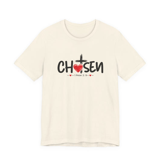 Chosen Cross Heart T-Shirt — Christian Faith Tee (1 Peter 2)