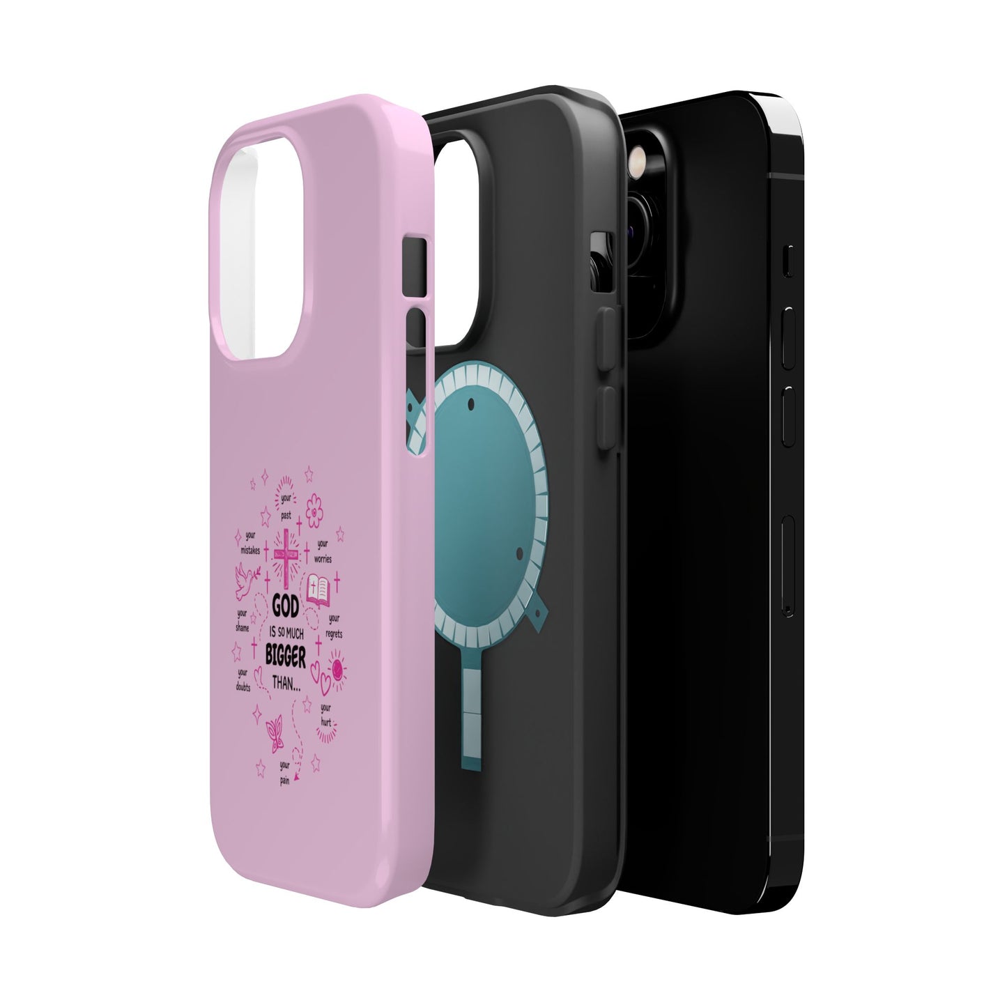 Pink Faith Phone Case — "God Is So Much Bigger Than..." Magnetic Impact-Resistant Case