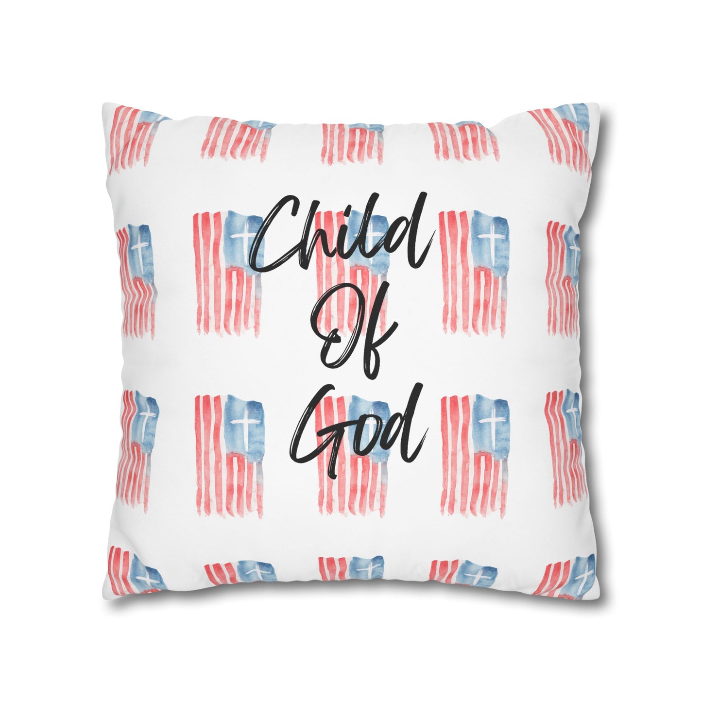 Blessed The Lord Pillowcase — Patriotic Psalm 33:12 Square Throw Pillow