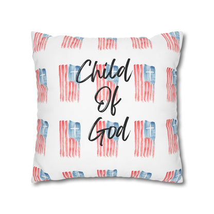 Blessed The Lord Pillowcase — Patriotic Psalm 33:12 Square Throw Pillow