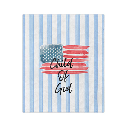 Child of God American Flag Velveteen Blanket