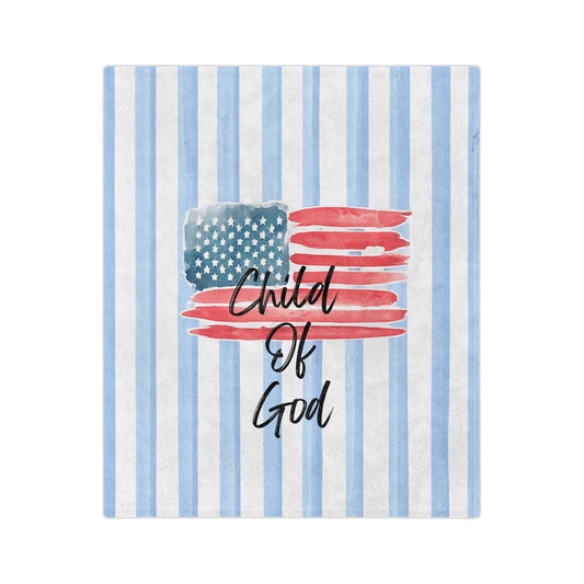 Child of God American Flag Velveteen Blanket