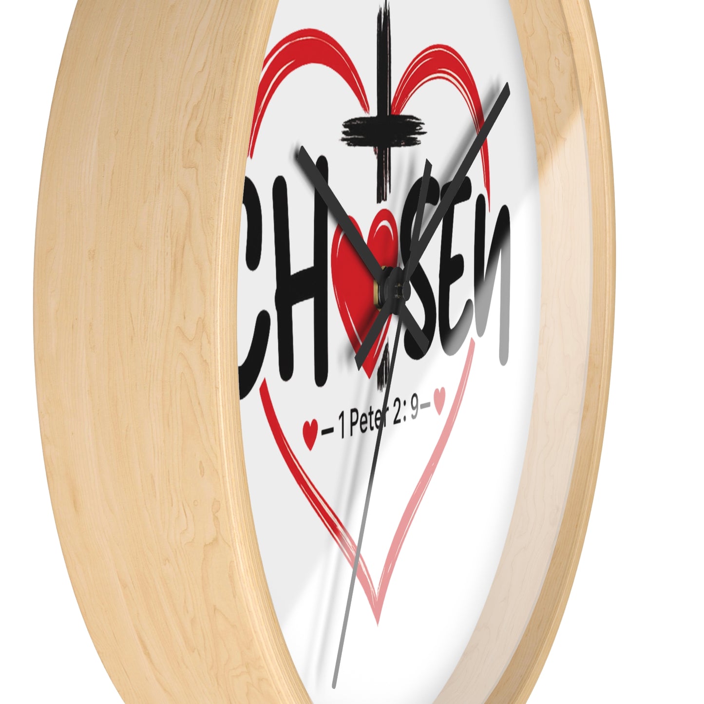 Chosen Heart Wall Clock — Christian Scripture 1 Peter 2:9 Decorative Clock