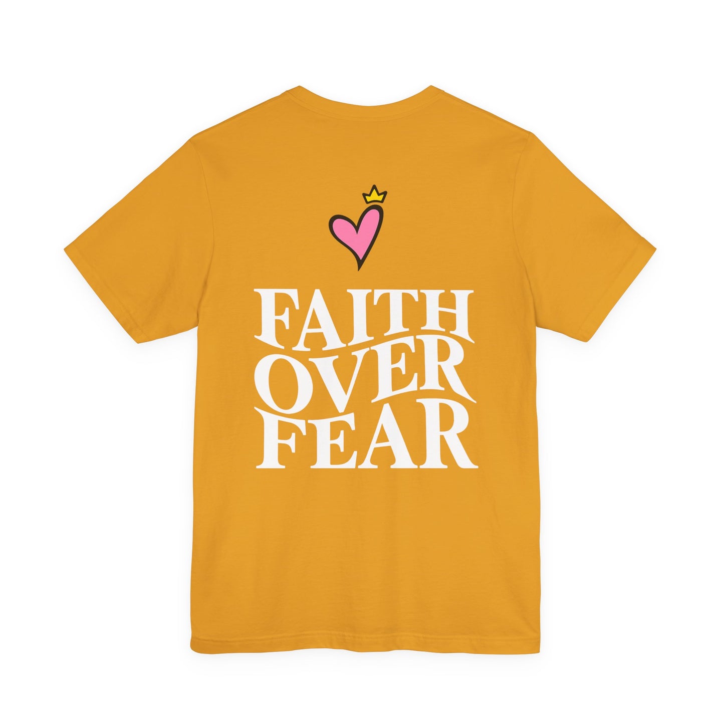 Faith Over Fear T-Shirt — "Saved by Grace" Christian Tee (Heart & Crown)