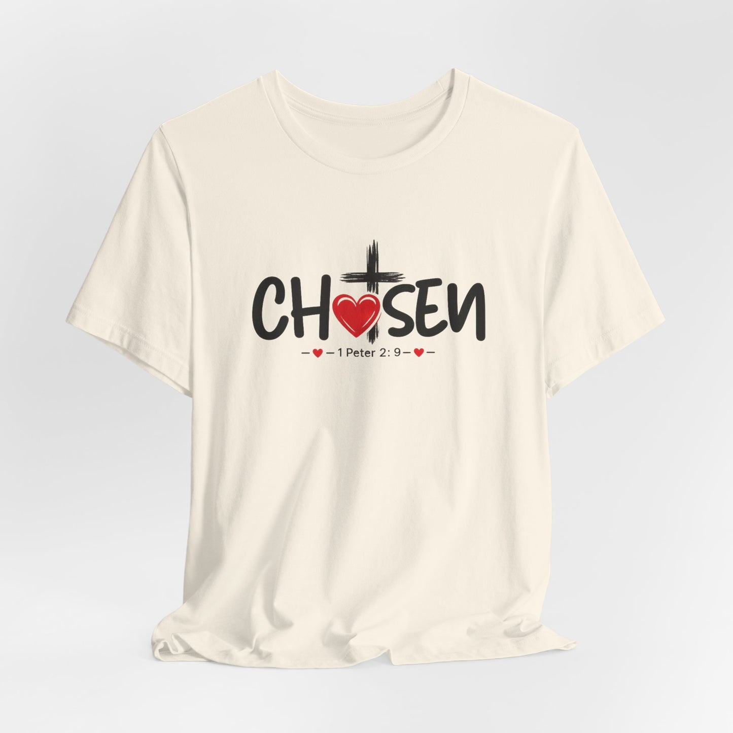 Chosen Cross Heart T-Shirt — Christian Faith Tee (1 Peter 2)