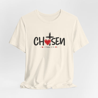 Chosen Cross Heart T-Shirt — Christian Faith Tee (1 Peter 2)