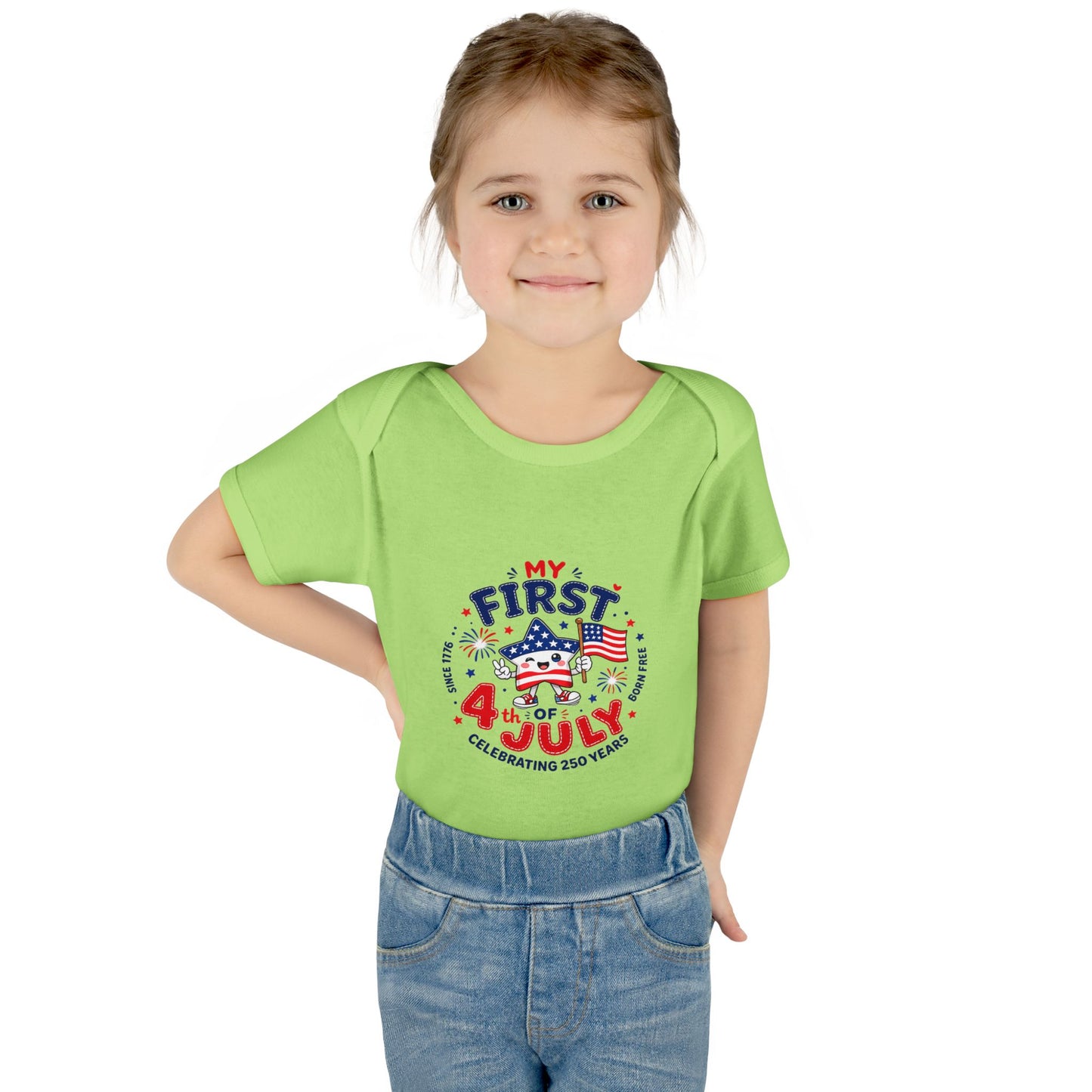 Baby Bodysuit – "My First 4th of July" Patriotic Infant Onesie