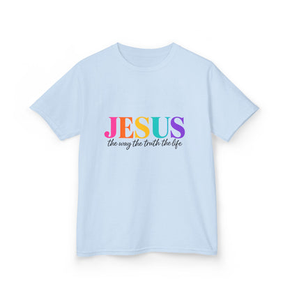 Kids Tee — "JESUS The Way The Truth The Life" Rainbow Christian T-Shirt